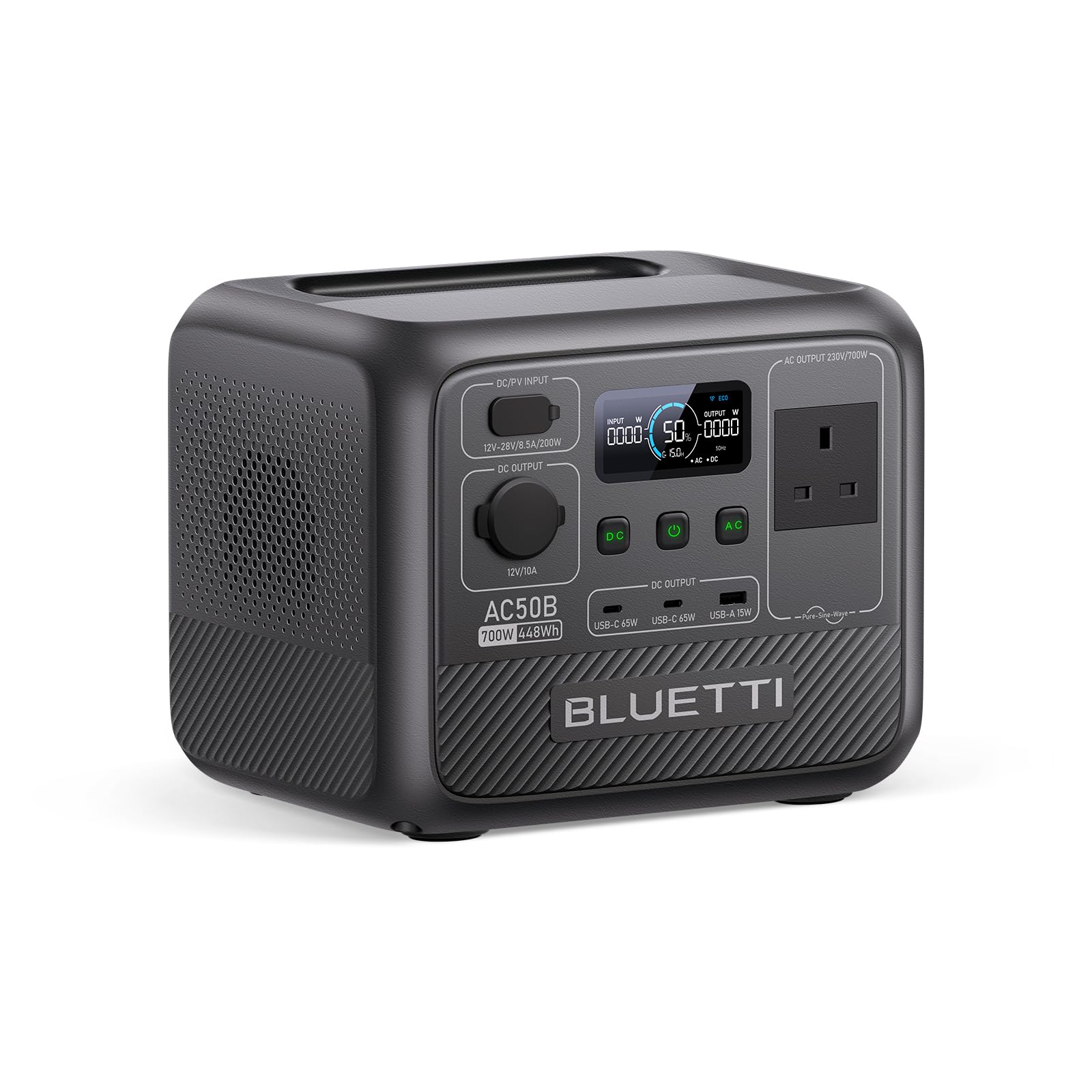BLUETTI Portable Power Station AC50B, 448Wh LiFePO4 Battery Backup, 700W AC Outlets (1050W Surge), 65W USB-C PD Output, Solar Generator for Camping, Emergency, Travel (Solar Panel Optional)
